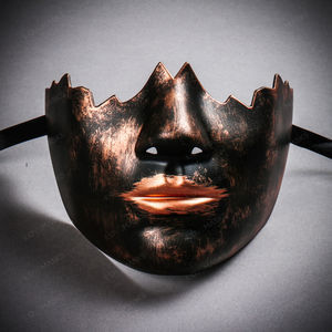 Unpainted Lower Half Face Costume Masks Masquerade - Black Copper